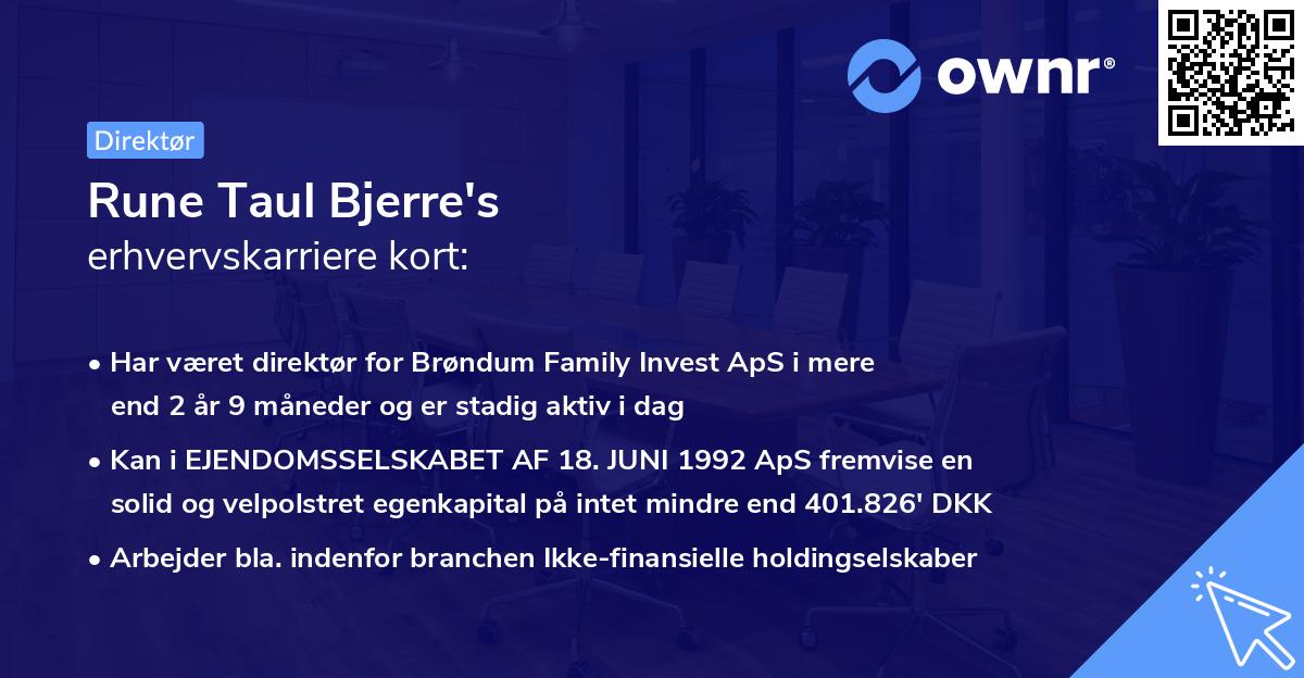 Rune Taul Bjerre's erhvervskarriere kort