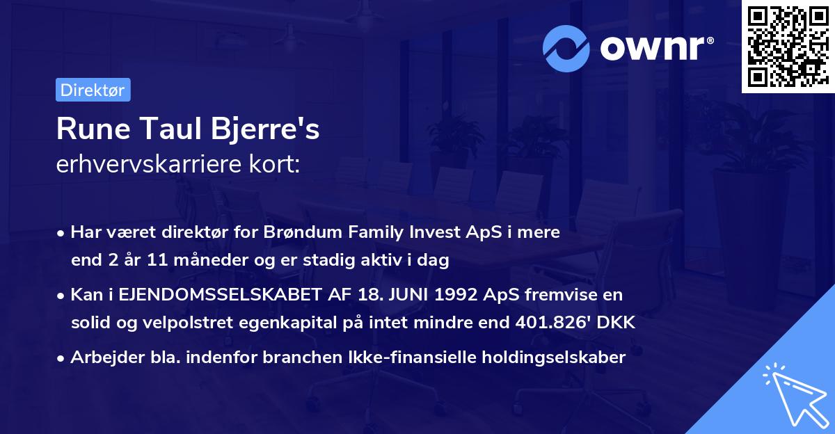 Rune Taul Bjerre's erhvervskarriere kort