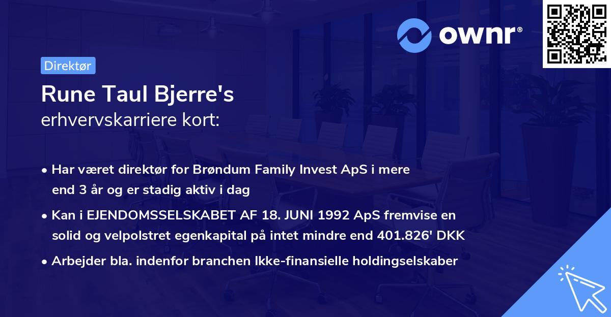 Rune Taul Bjerre's erhvervskarriere kort