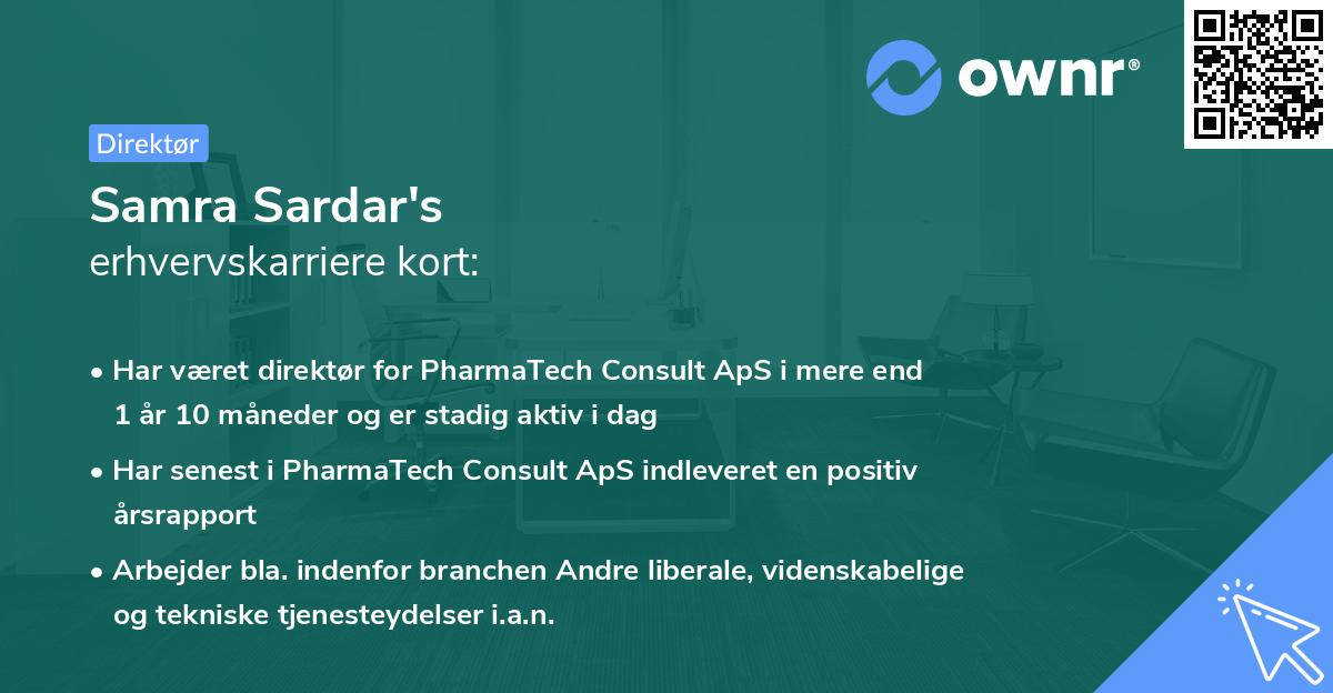 Samra Sardar's erhvervskarriere kort