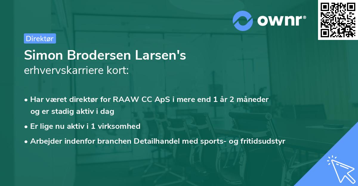 Simon Brodersen Larsen's erhvervskarriere kort