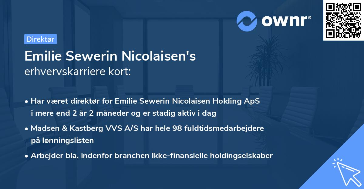 Emilie Sewerin Nicolaisen's erhvervskarriere kort