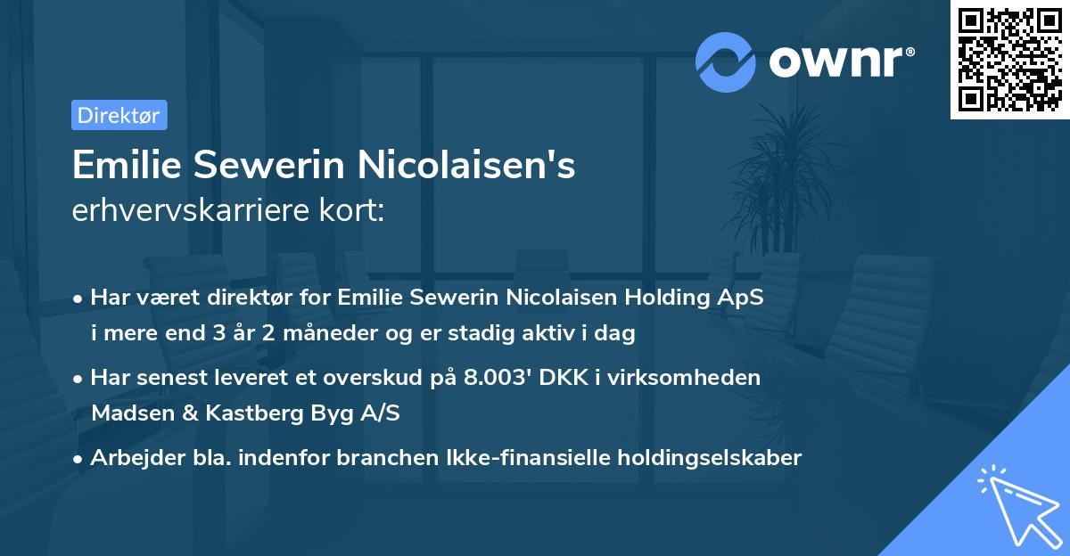 Emilie Sewerin Nicolaisen's erhvervskarriere kort