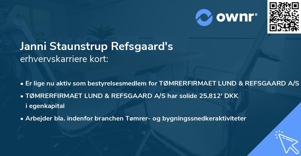 Janni Staunstrup Refsgaard's erhvervskarriere kort