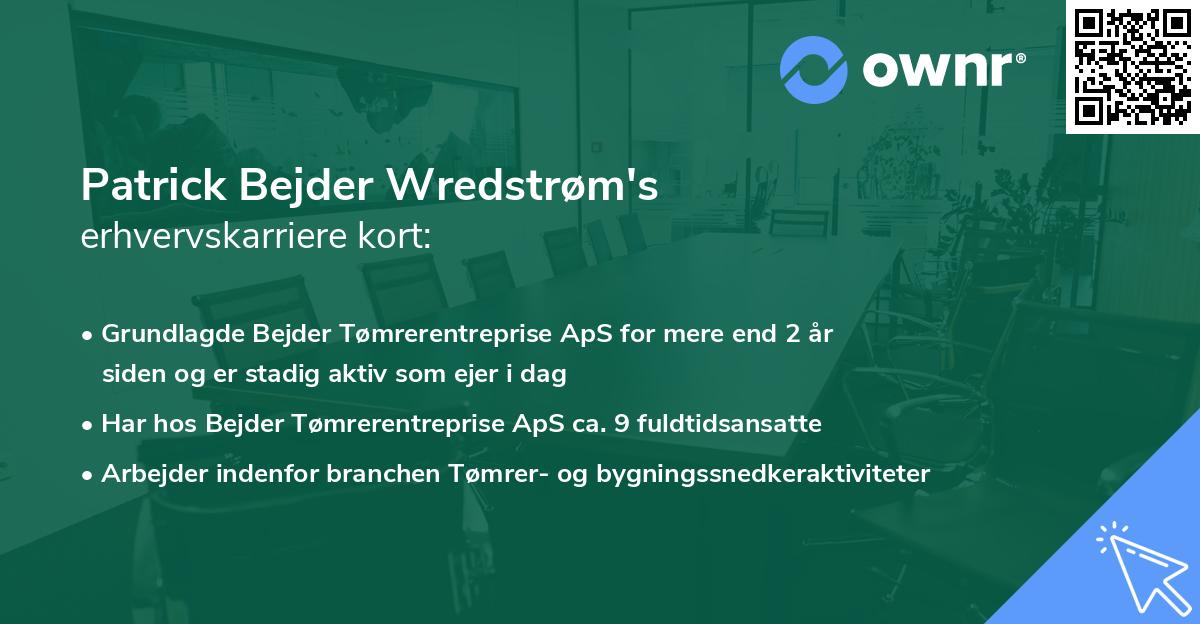Patrick Bejder Wredstrøm's erhvervskarriere kort