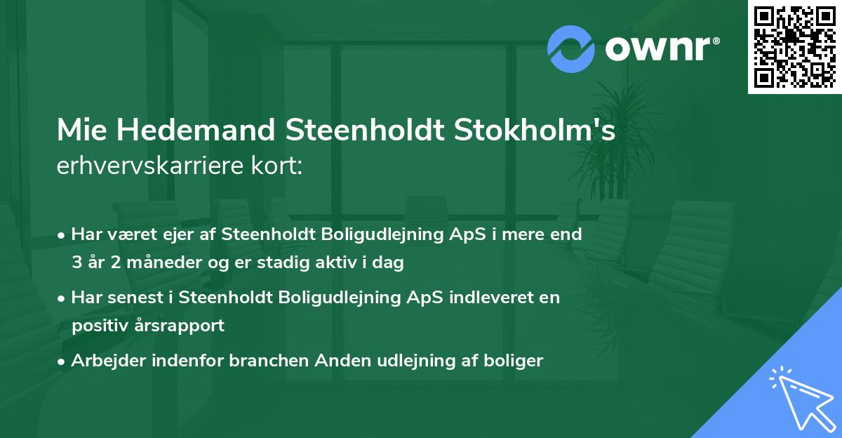 Mie Hedemand Steenholdt Stokholm's erhvervskarriere kort