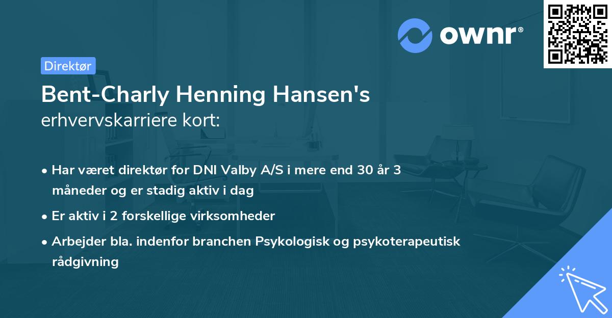 Bent-Charly Henning Hansen's erhvervskarriere kort