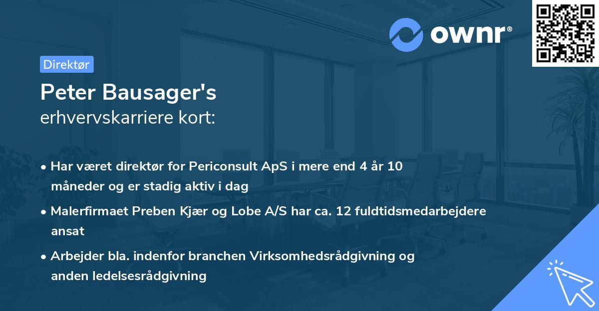 Peter Bausager's erhvervskarriere kort