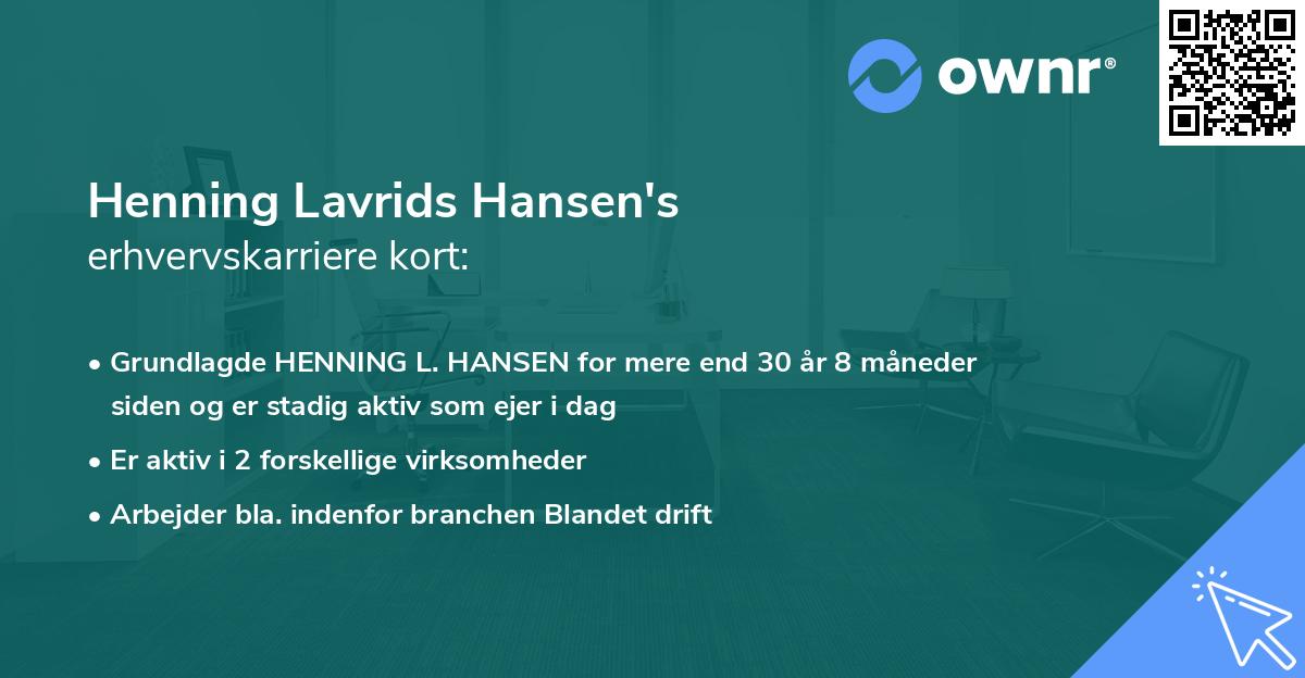 Henning Lavrids Hansen's erhvervskarriere kort