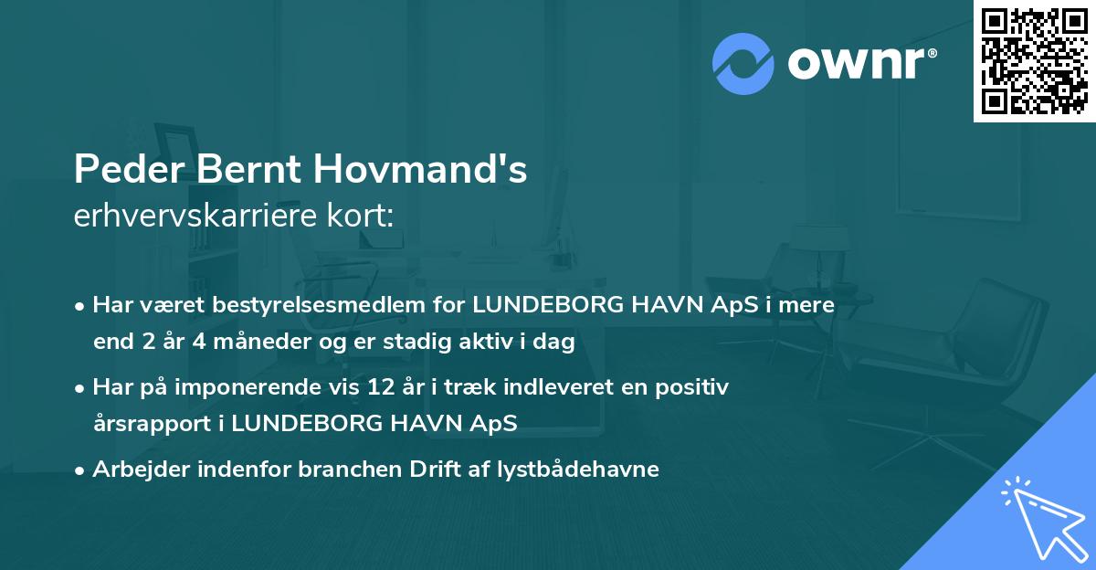 Peder Bernt Hovmand's erhvervskarriere kort