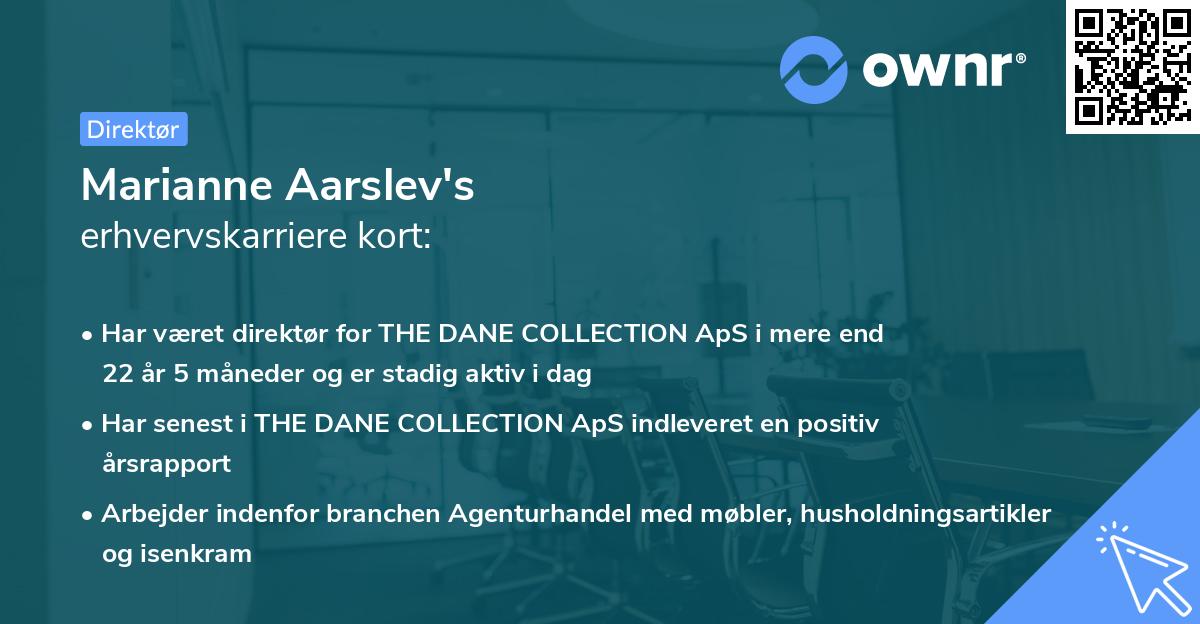 Marianne Aarslev's erhvervskarriere kort