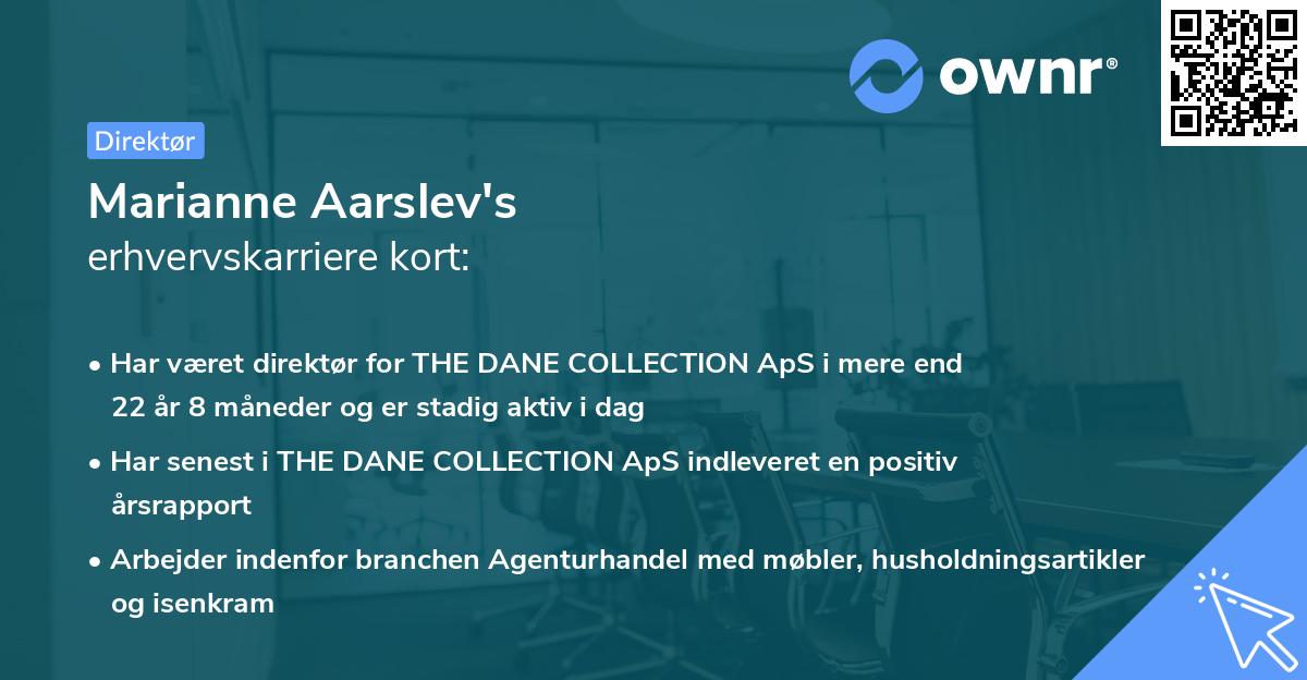 Marianne Aarslev's erhvervskarriere kort