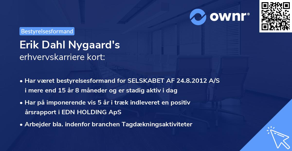Erik Dahl Nygaard's erhvervskarriere kort