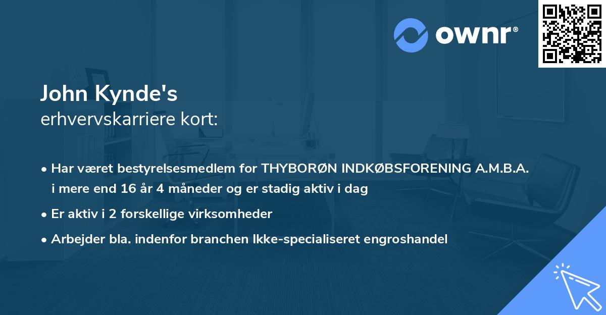 John Kynde's erhvervskarriere kort