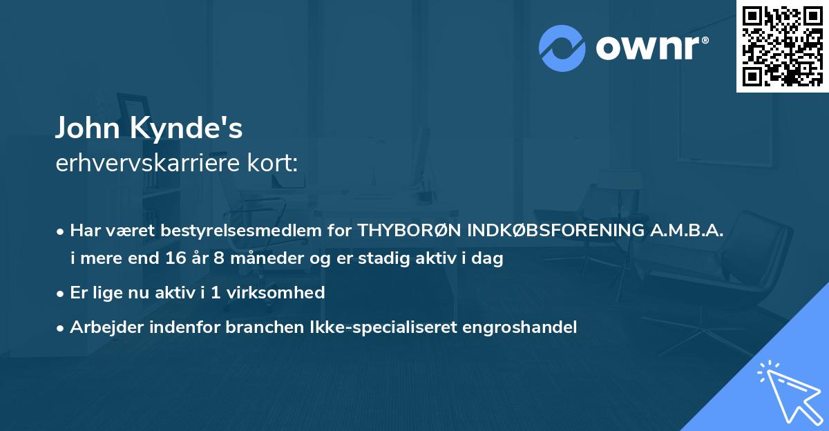 John Kynde's erhvervskarriere kort