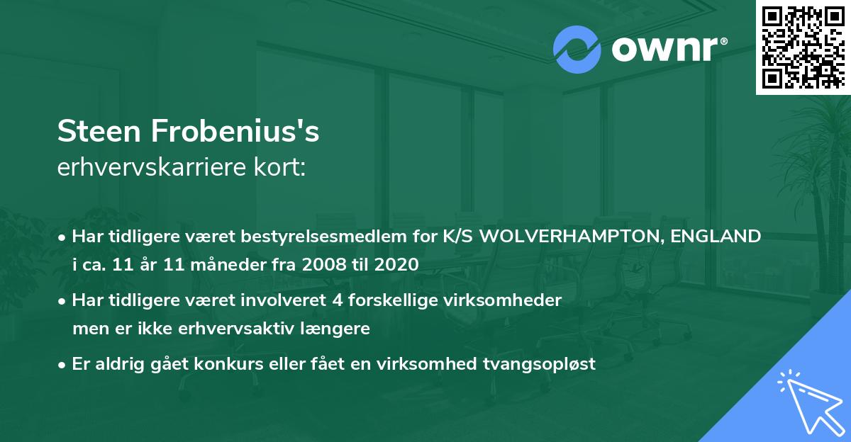 Steen Frobenius's erhvervskarriere kort