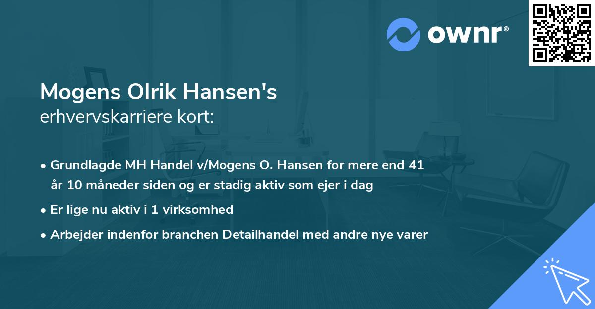 Mogens Olrik Hansen's erhvervskarriere kort