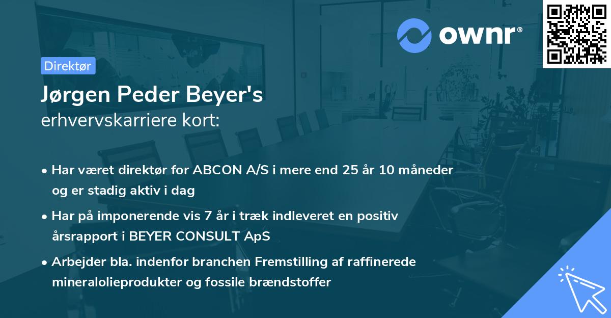 Jørgen Peder Beyer's erhvervskarriere kort