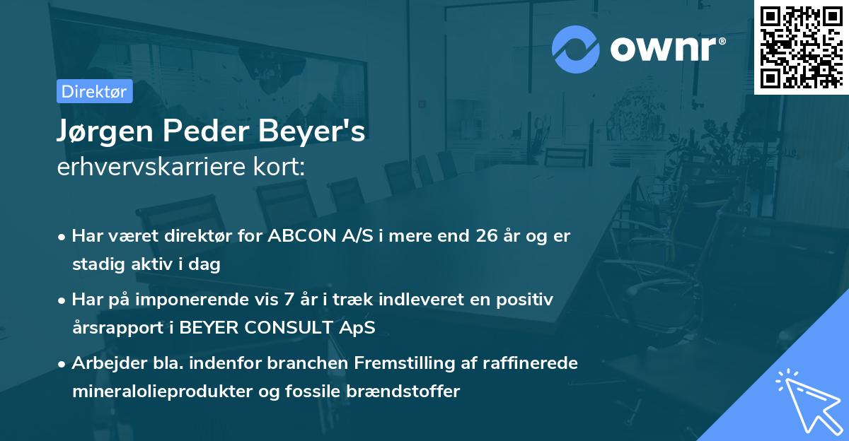 Jørgen Peder Beyer's erhvervskarriere kort