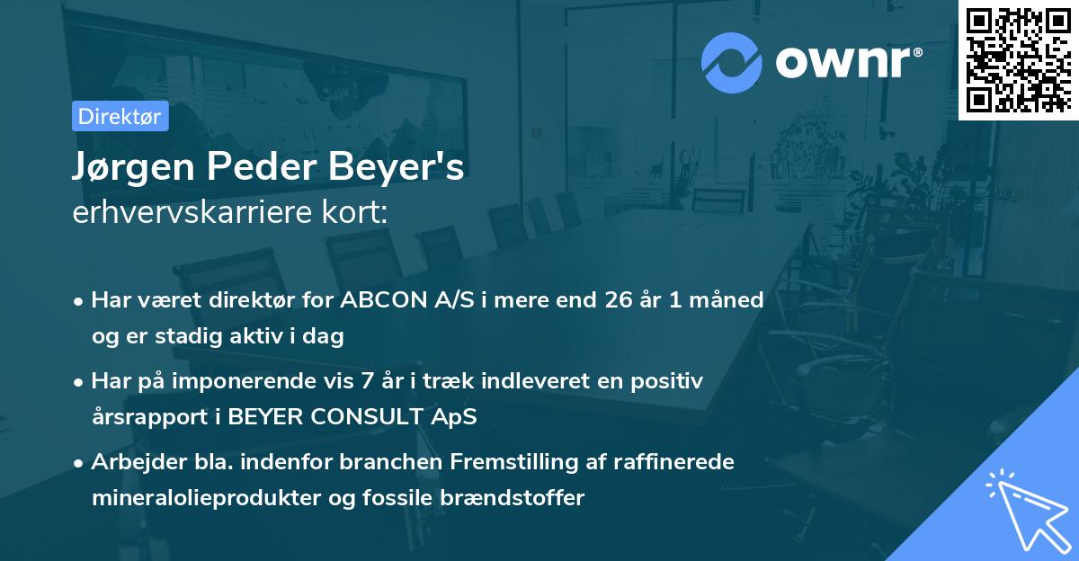 Jørgen Peder Beyer's erhvervskarriere kort
