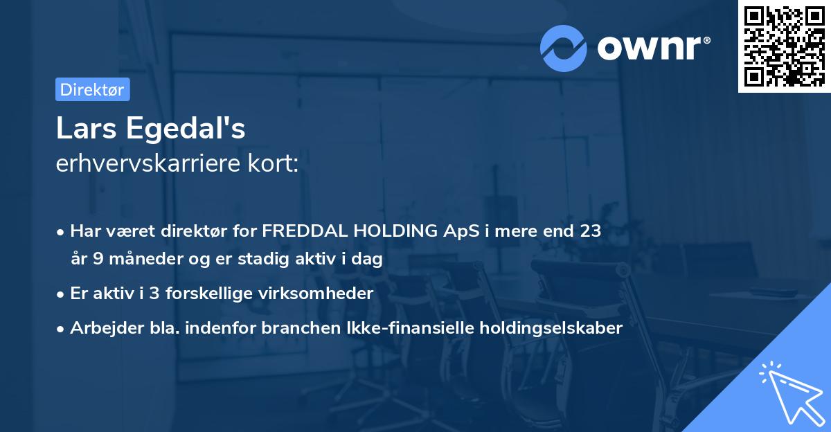 Lars Egedal's erhvervskarriere kort