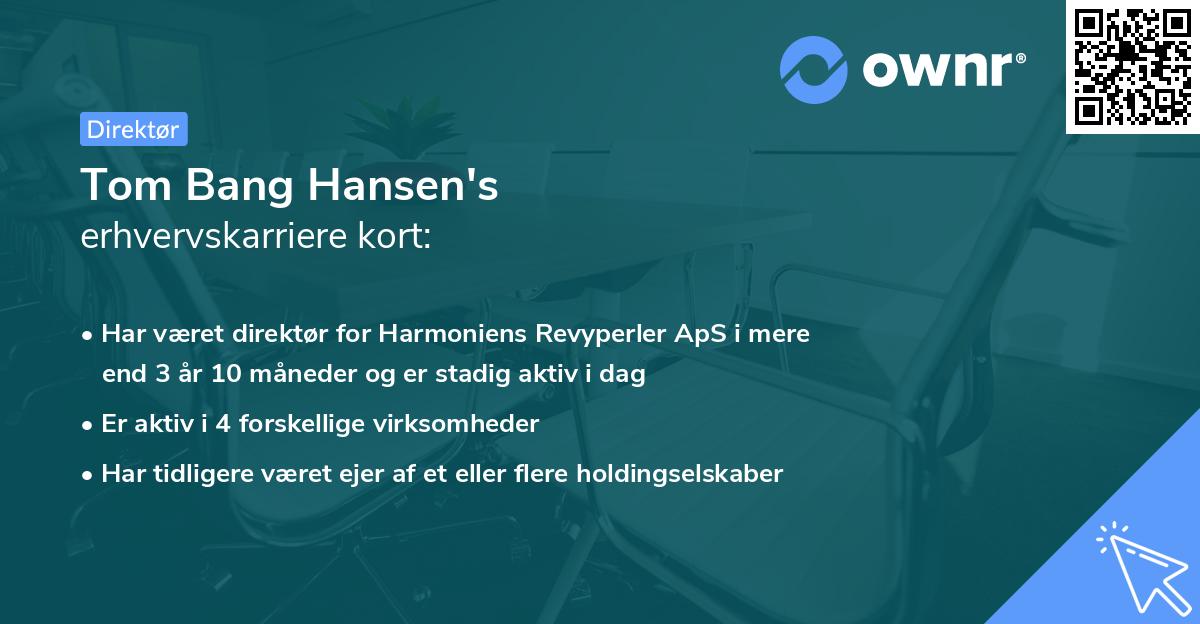 Tom Bang Hansen's erhvervskarriere kort