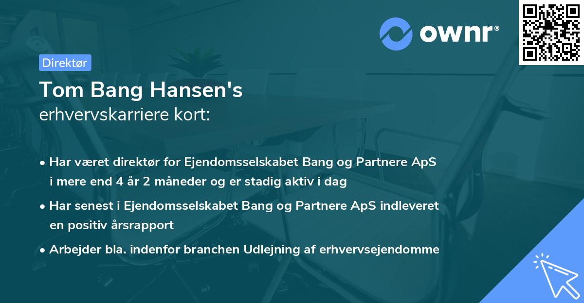 Tom Bang Hansen's erhvervskarriere kort