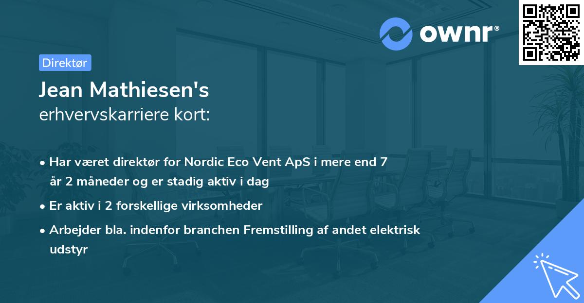 Jean Mathiesen's erhvervskarriere kort