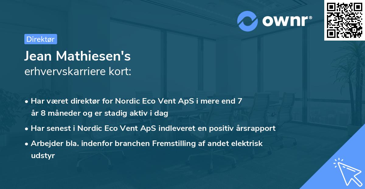 Jean Mathiesen's erhvervskarriere kort