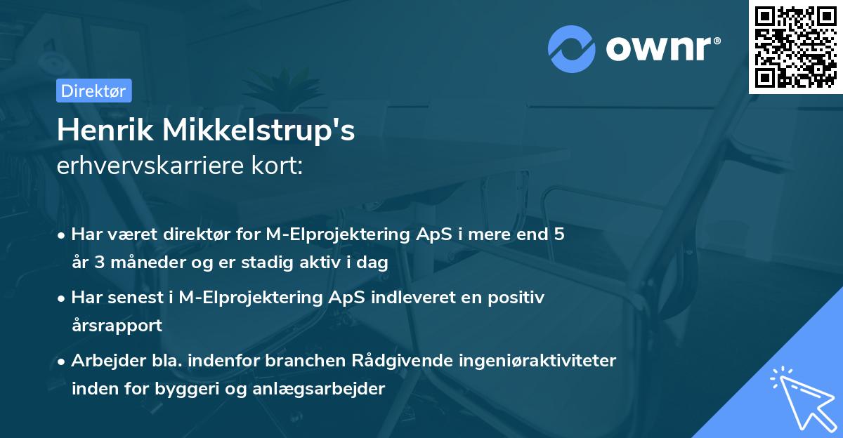 Henrik Mikkelstrup's erhvervskarriere kort