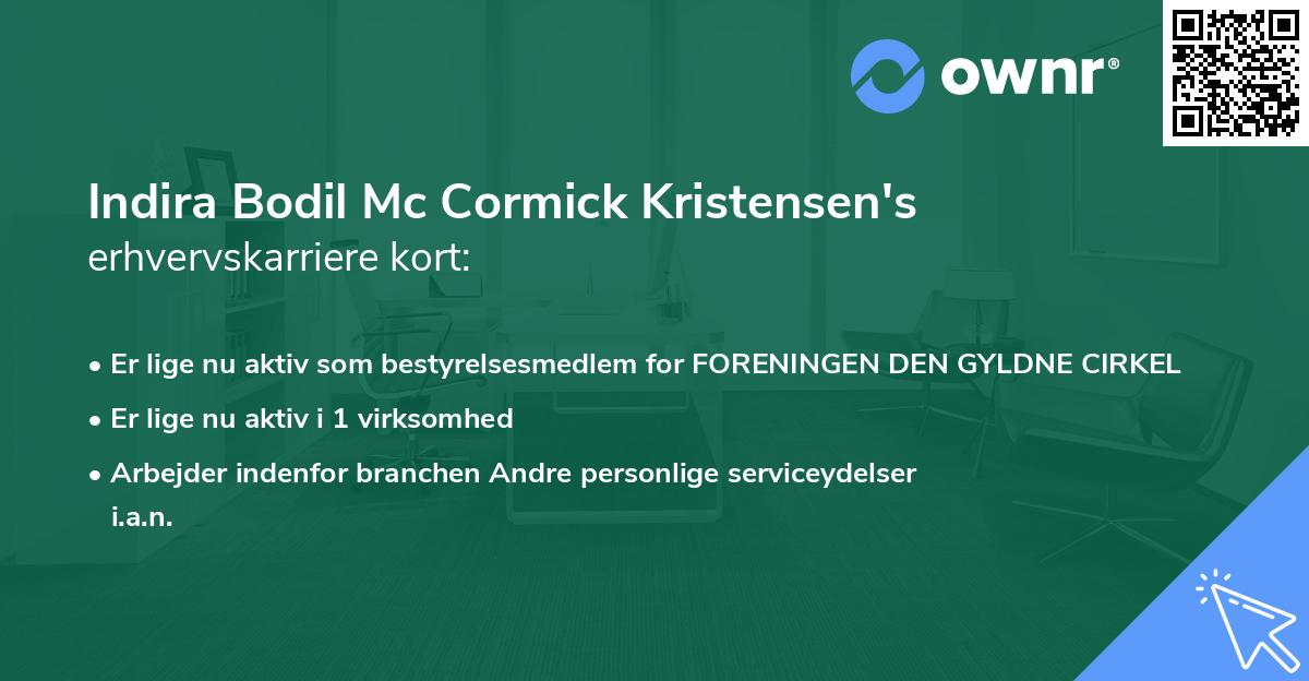 Indira Bodil Mc Cormick Kristensen's erhvervskarriere kort