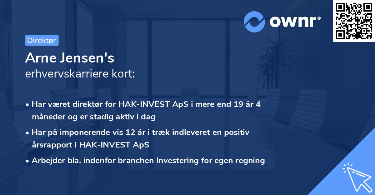 Arne Jensen's erhvervskarriere kort