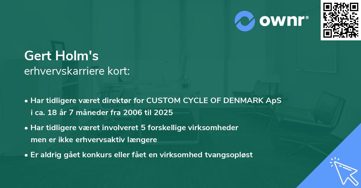Gert Holm's erhvervskarriere kort
