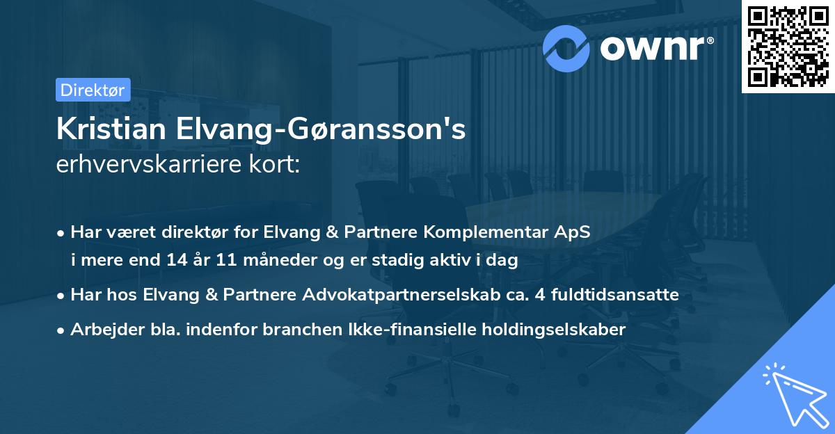 Kristian Elvang-Gøransson's erhvervskarriere kort