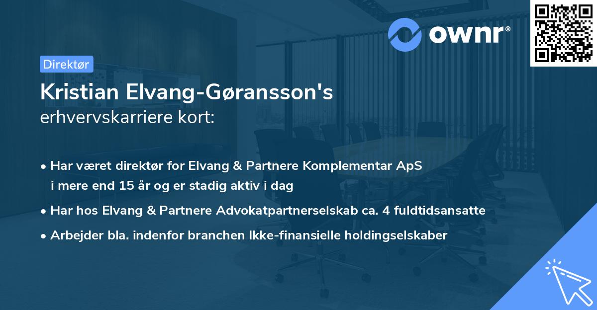 Kristian Elvang-Gøransson's erhvervskarriere kort