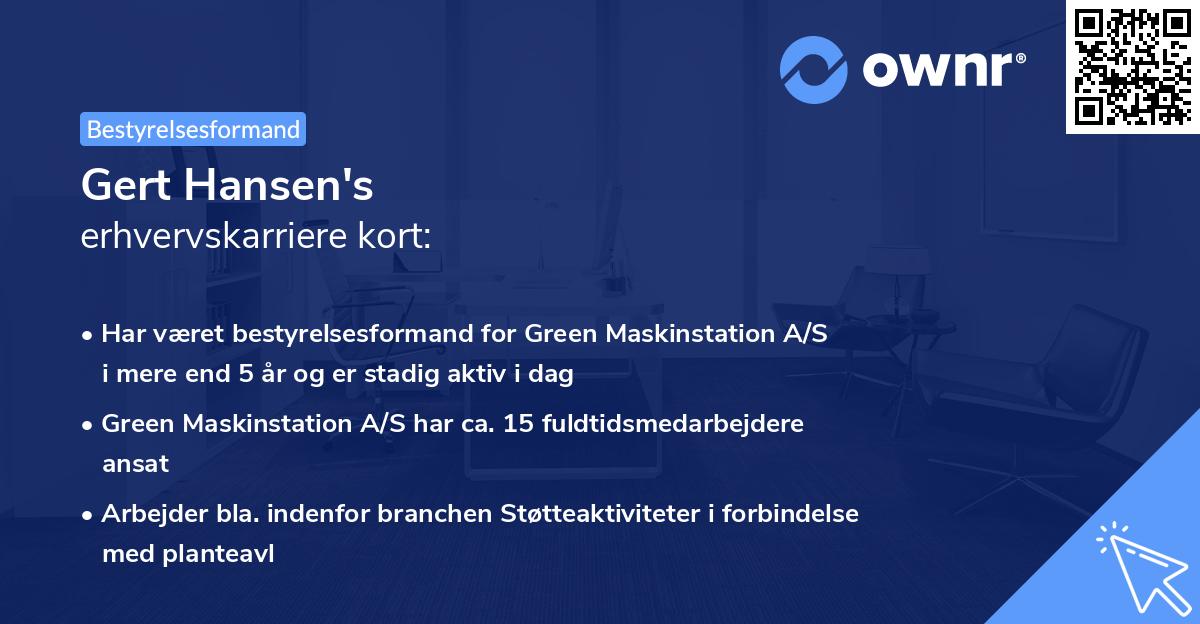 Gert Hansen's erhvervskarriere kort