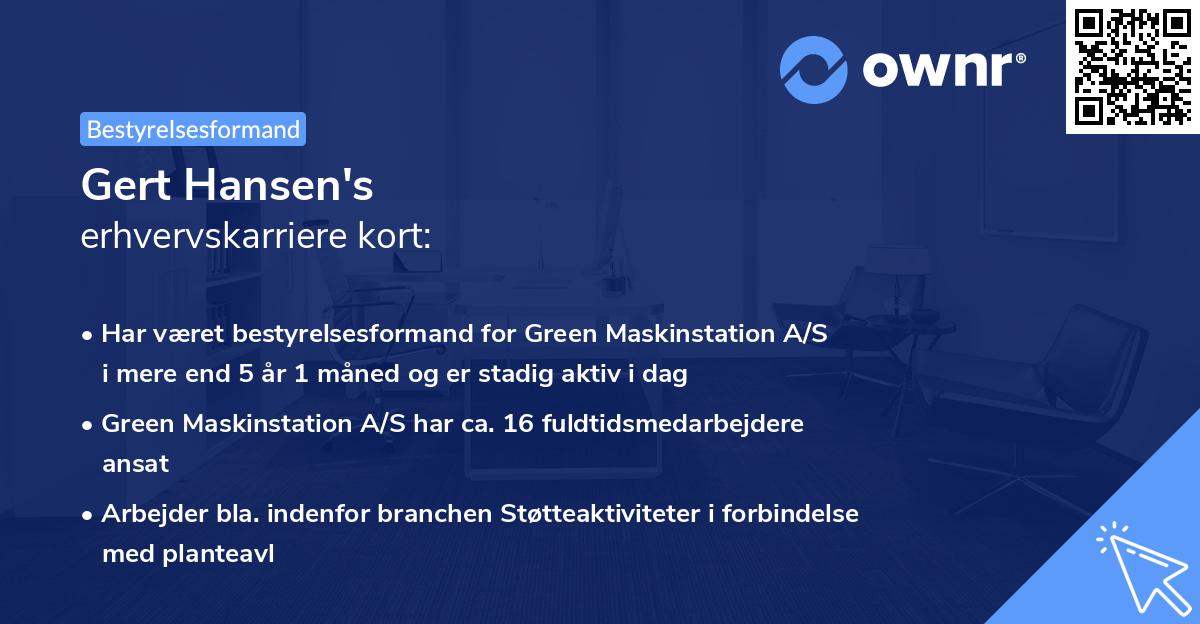 Gert Hansen's erhvervskarriere kort
