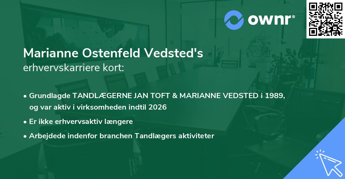 Marianne Ostenfeld Vedsted's erhvervskarriere kort