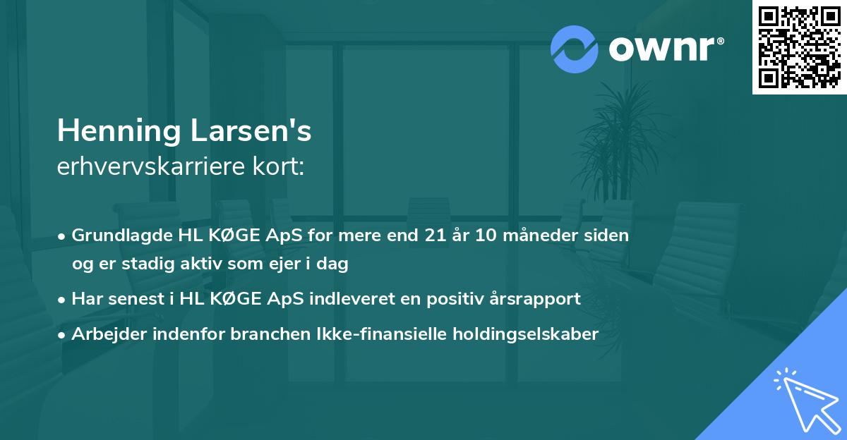 Henning Larsen's erhvervskarriere kort