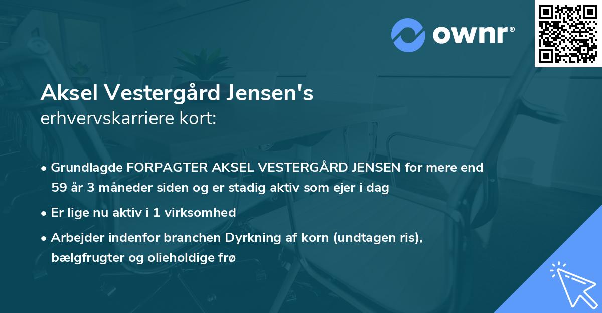 Aksel Vestergård Jensen's erhvervskarriere kort