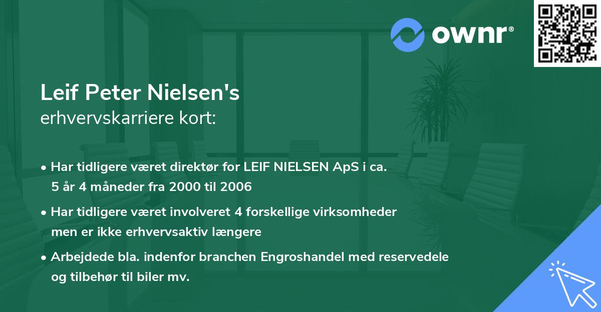 Leif Peter Nielsen's erhvervskarriere kort