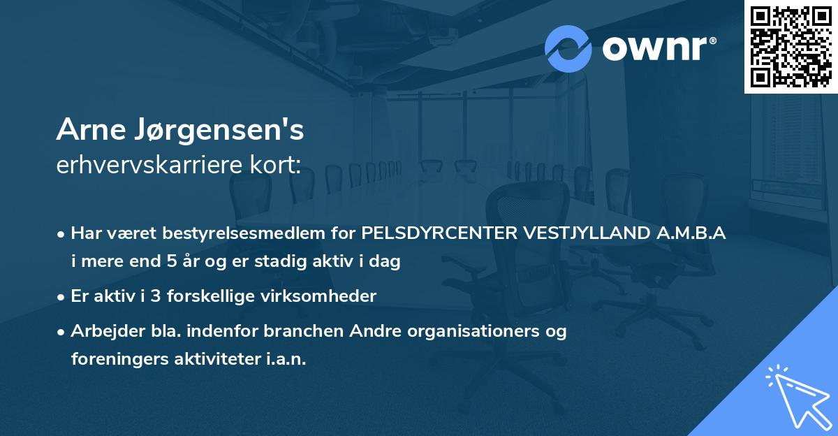 Arne Jørgensen's erhvervskarriere kort