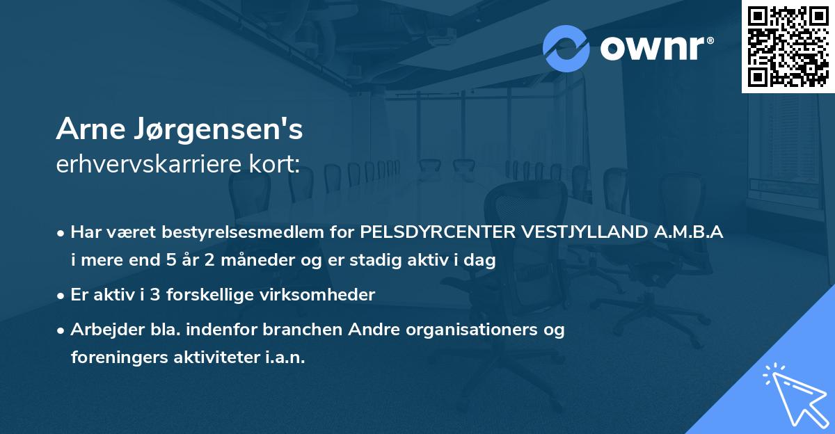 Arne Jørgensen's erhvervskarriere kort