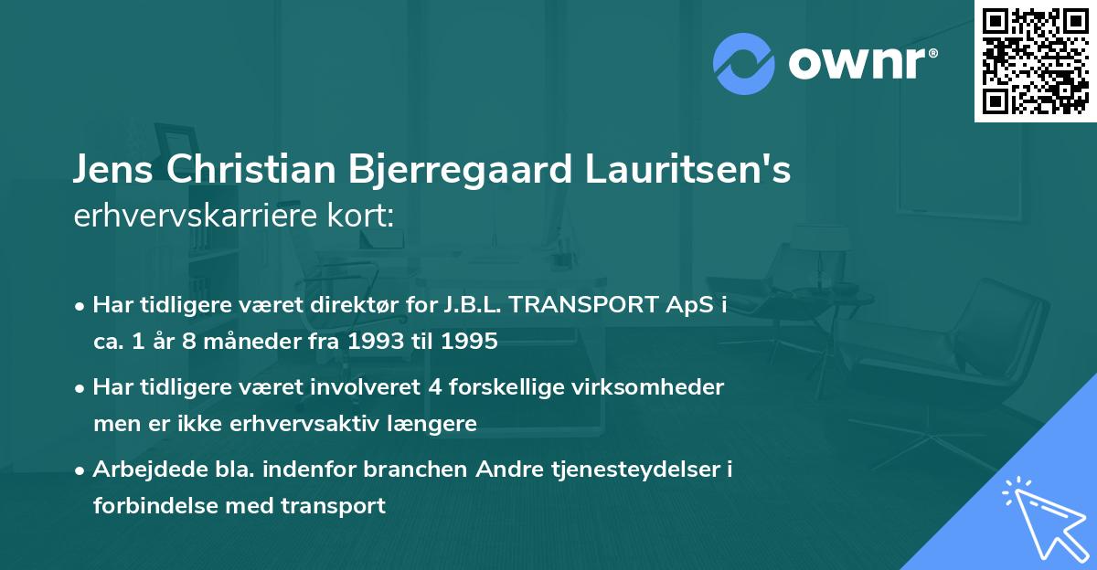 Jens Christian Bjerregaard Lauritsen's erhvervskarriere kort