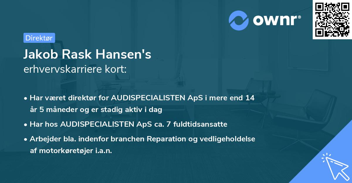 Jakob Rask Hansen's erhvervskarriere kort