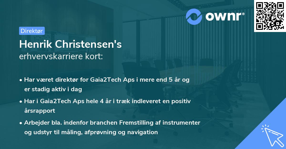 Henrik Christensen's erhvervskarriere kort