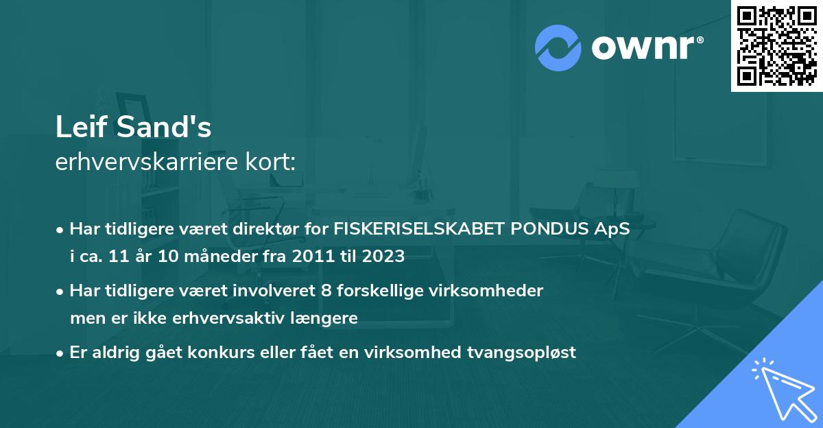 Leif Sand's erhvervskarriere kort