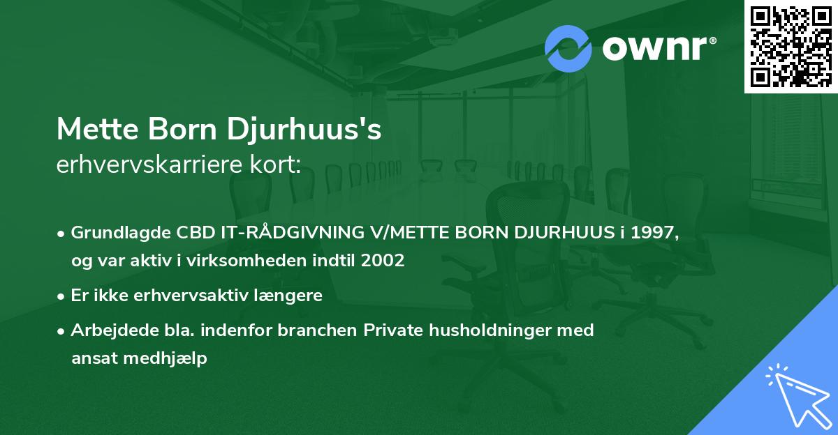 Mette Born Djurhuus's erhvervskarriere kort