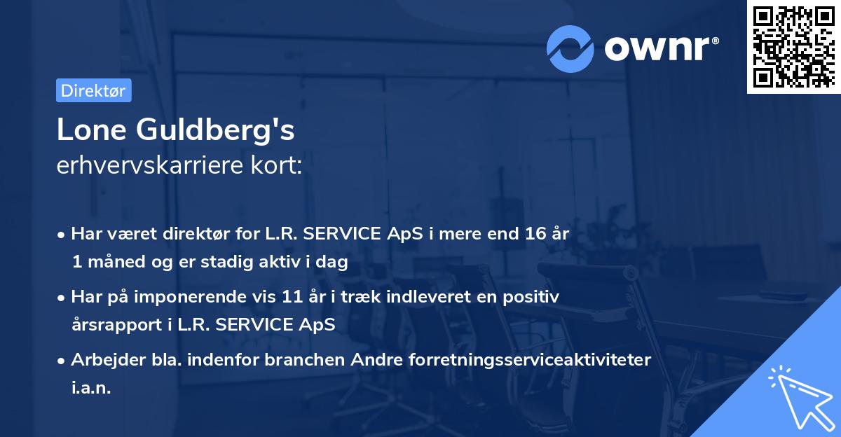 Lone Guldberg's erhvervskarriere kort