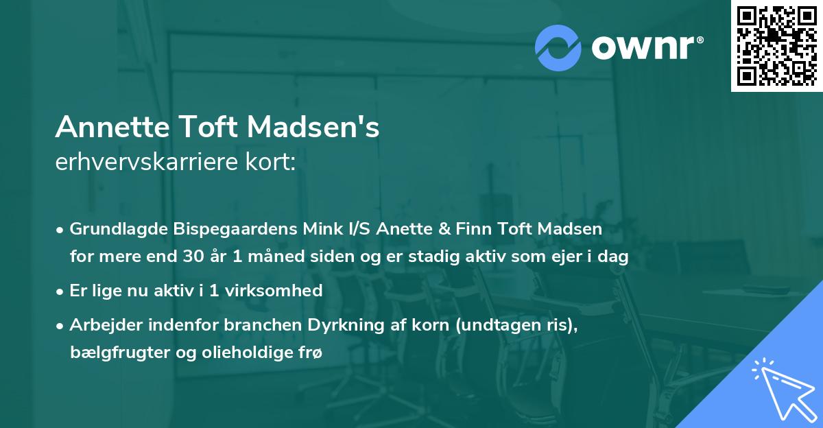 Annette Toft Madsen's erhvervskarriere kort